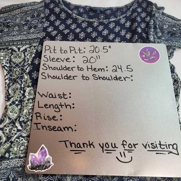 Lucky Brand Blue Floral Mixed Print Crew Neck Blouse Size Small - Picture 9 of 9